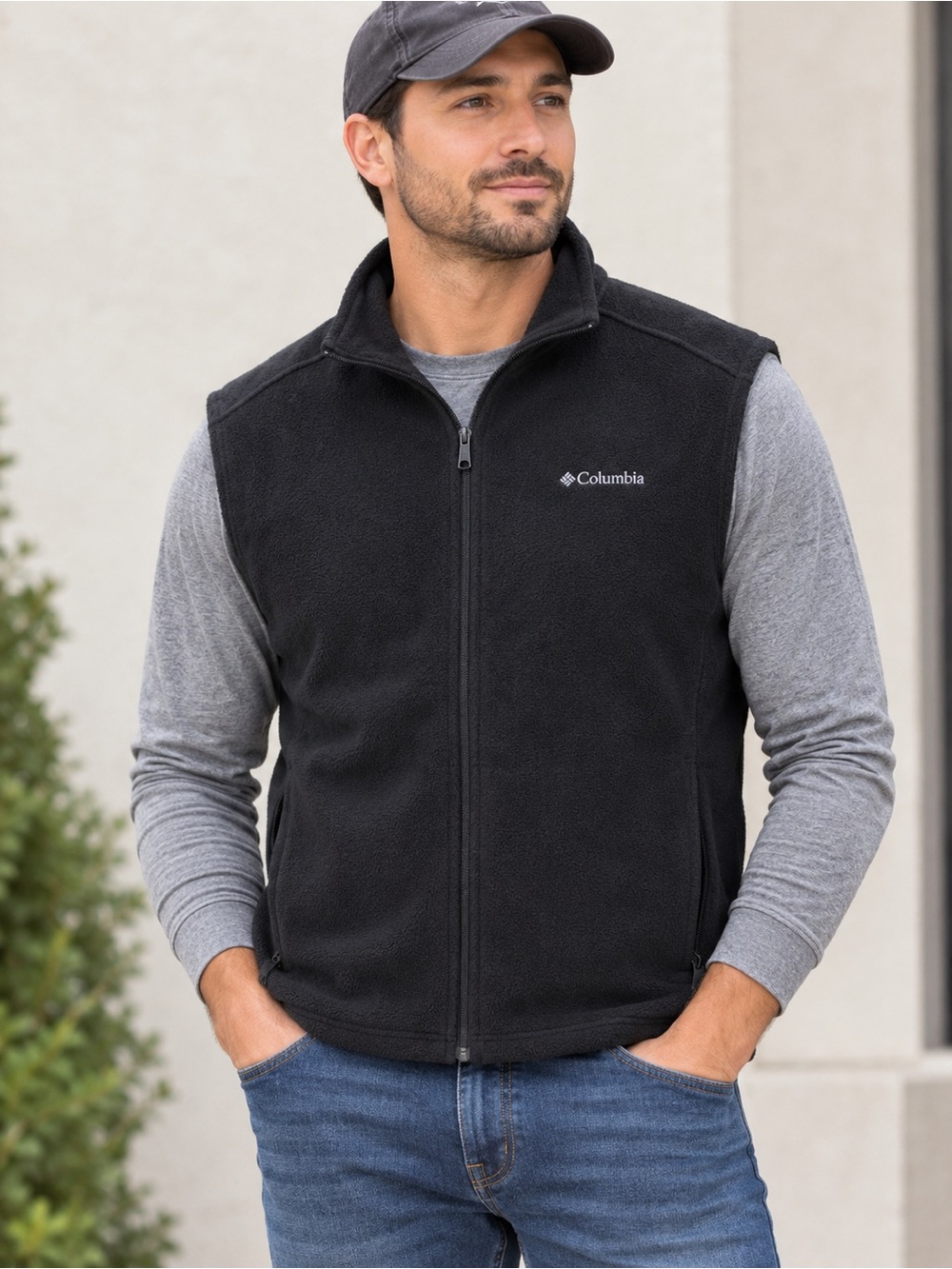 Columbia Men's XXL Black Fleece Vest Full Zip